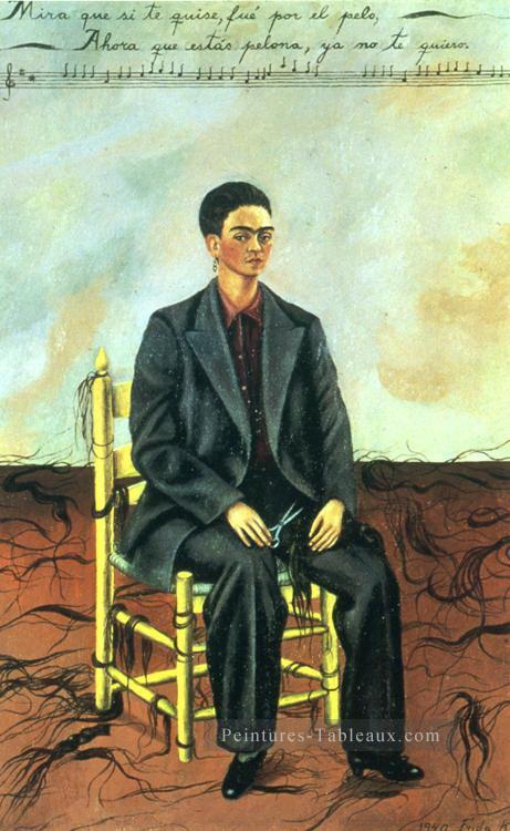 Autoportrait avec féminisation Cropped Hair Frida Kahlo Peintures à l'huile